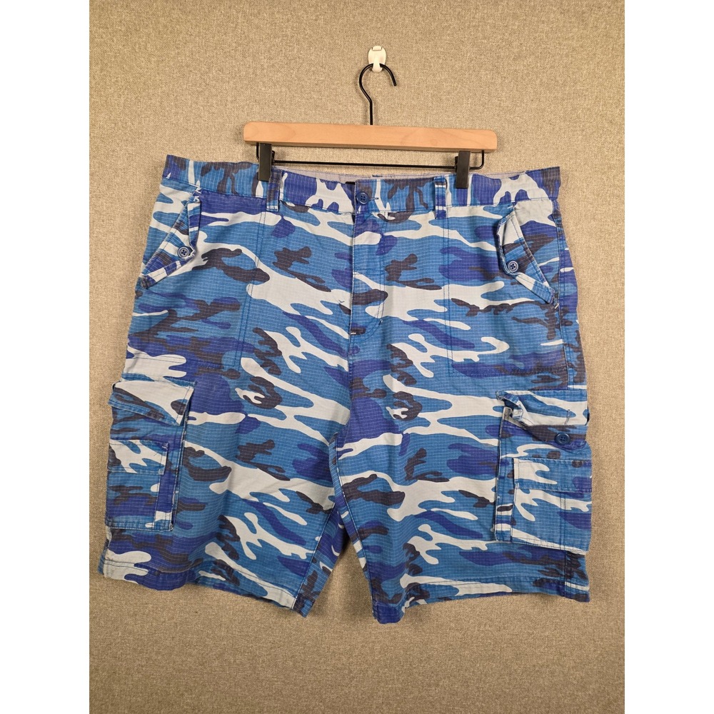 Footaction USA Mens Blue Camo Cargo Shorts Ripstop Cotton Size 42 Streetwear